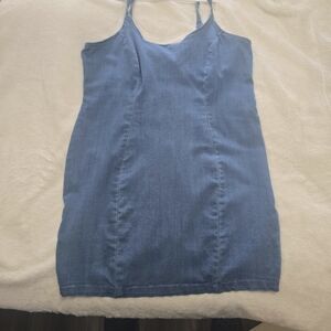 Light Denim Slip Dress - Spaghetti Straps